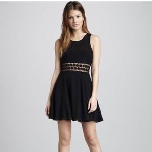 Free People Crochet Black Skater Dress, Sz 4